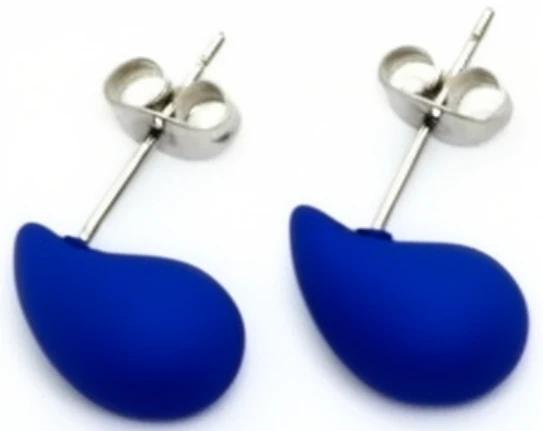 Aros gota (fantasia) inflado color azul 13mm palito pasante y fru fru de acero